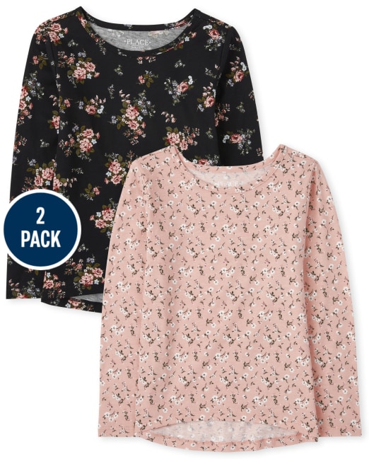 2-Pack The Children's Place Girls Floral Top (Black)