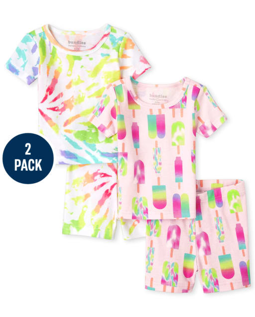 Tem Doger Pajamas Colorful Baby Girls 100% Cotton Pajamas Set 2 Piece Sleepwears Pjs