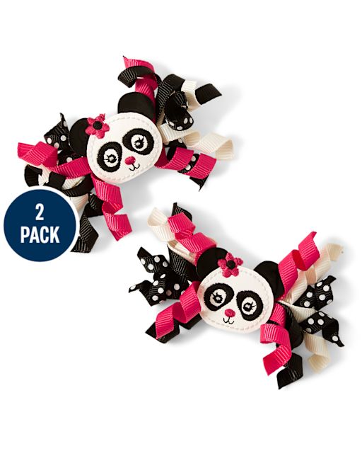 Girls Curly Hair Clips - Panda Party