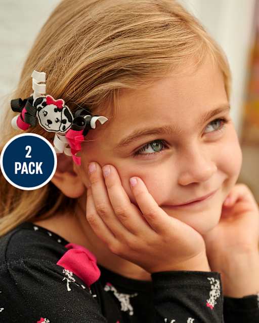 Girls Puppy Curly Hair Clips - Dalmatian Friends - view 1