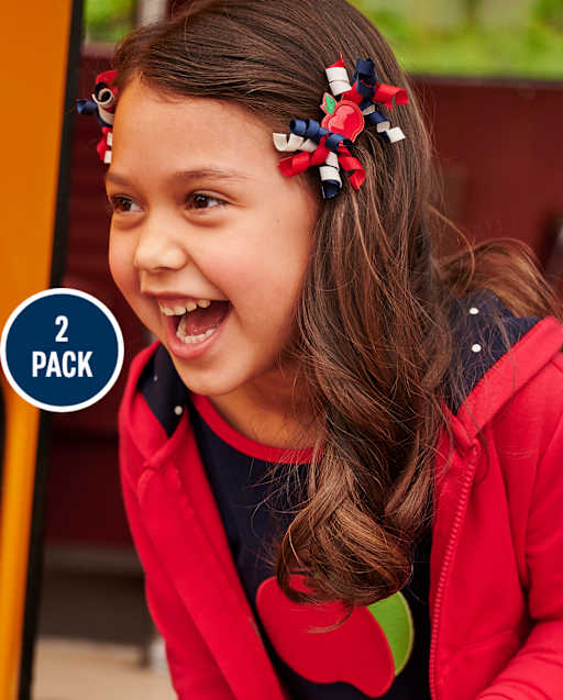 Girls Apple Curly Hair Clips - Teacher's Favorite - view 1