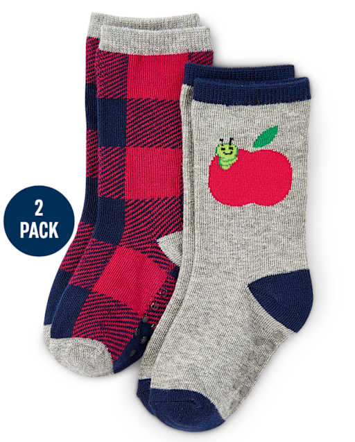 Boys Apple Crew Socks 2-Pack - Teacher's Favorite