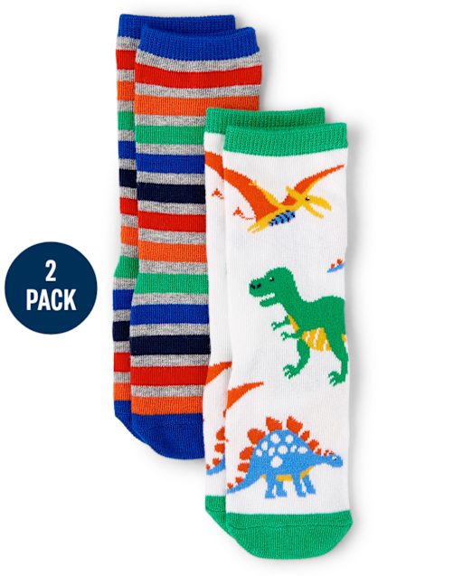 Boys Crew Socks 2-Pack - Dino Dude