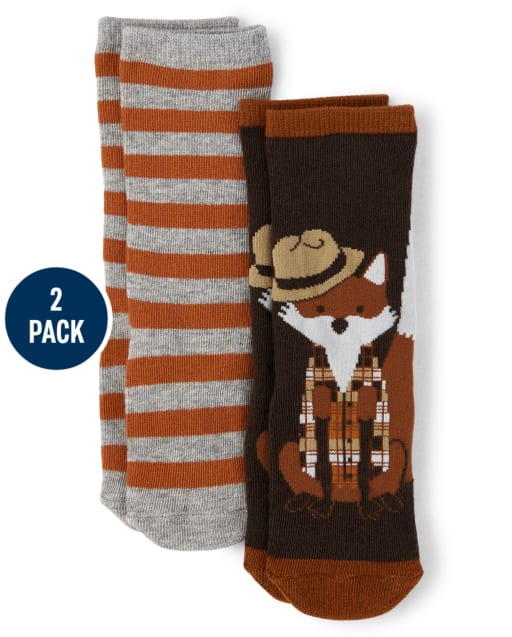 Boys Fox Crew Socks 2-Pack - Harvest
