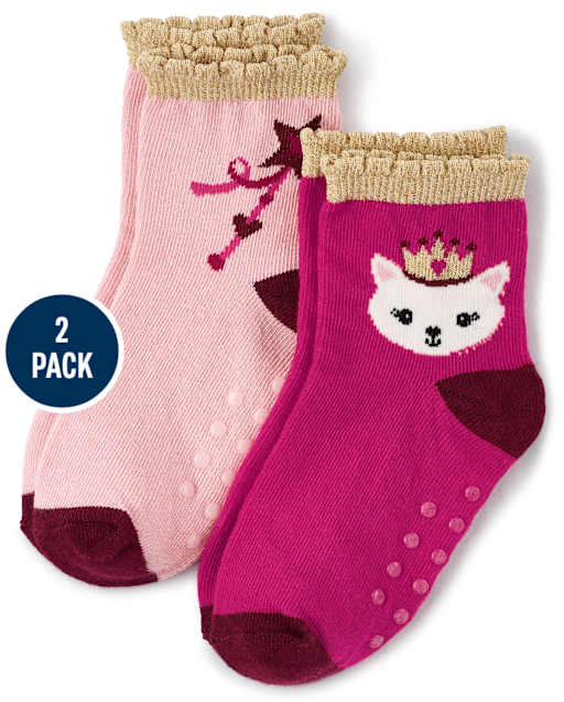 Girls Cat Midi Socks 2-Pack -Royal Princess