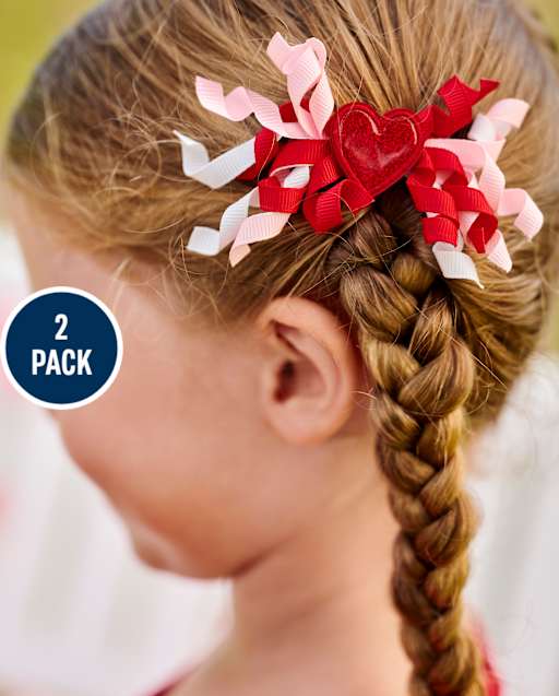 Pinzas para el pelo rizado con corazón para niñas - Valentine Cutie