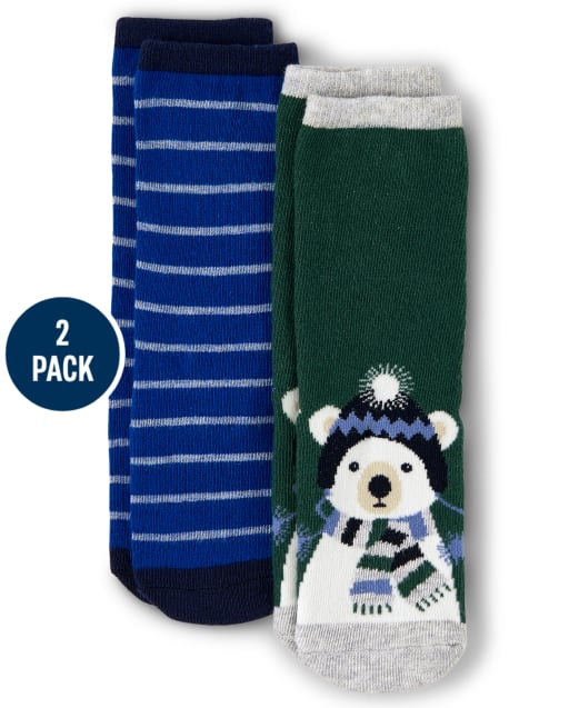 Boys Polar Bear Crew Socks 2-Pack - Polar Party