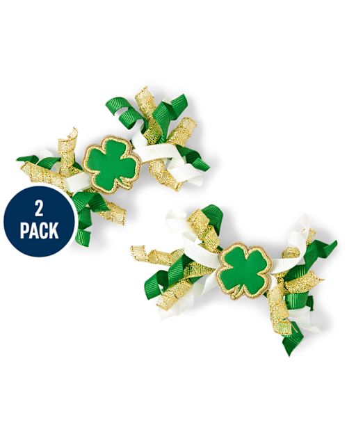 Girls Shamrock Curly Hair Clips - Little Leprechaun