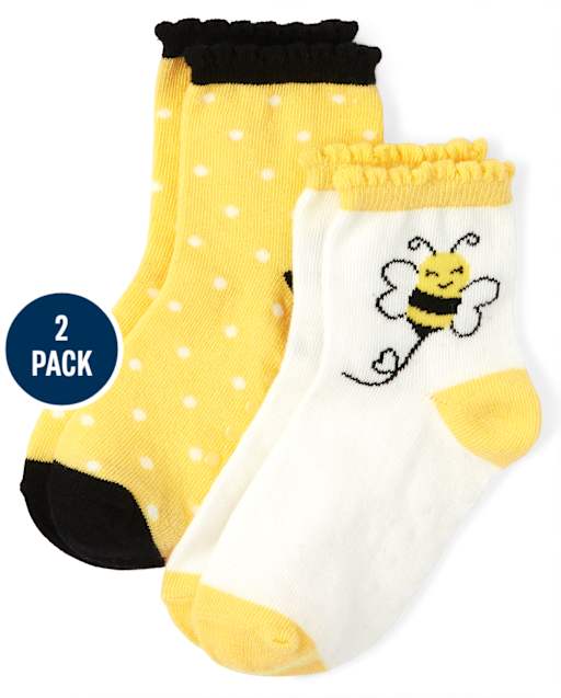 Girls Bee Midi Socks 2-Pack - Busy Little Bee