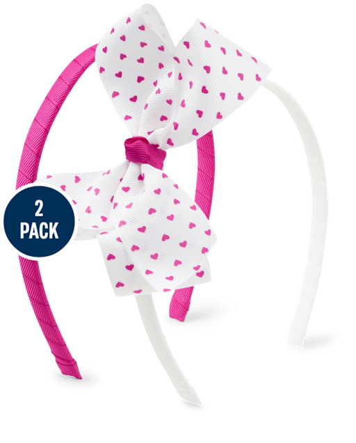 Girls Bow Heart Headband 2-Pack - Uniform