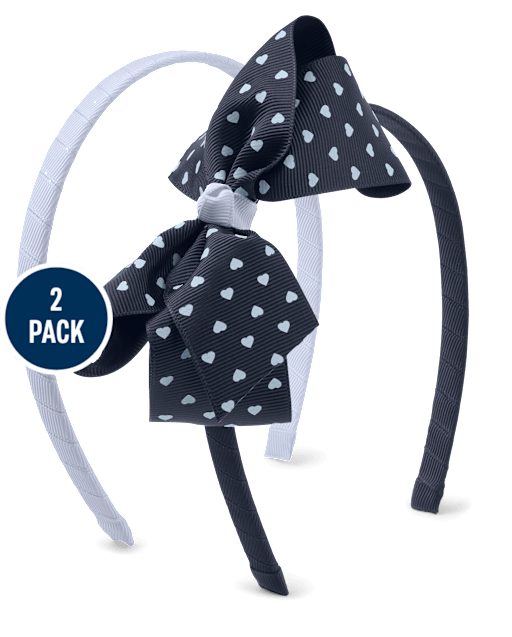 Girls Bow Heart Headband 2-Pack - Uniform