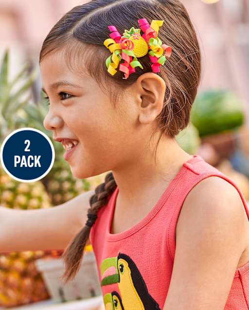 Girls Curly Hair Clips - Pineapple Punch - view 1