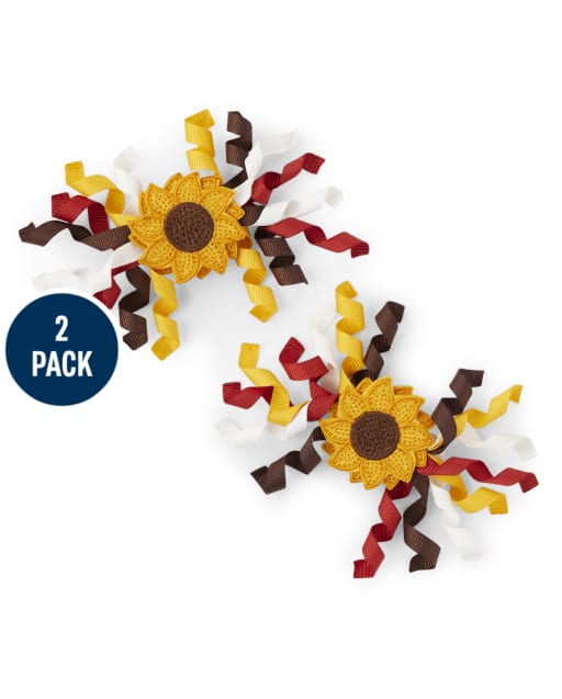Girls Sunflower Curly Hair Clips - Autumn Harvest