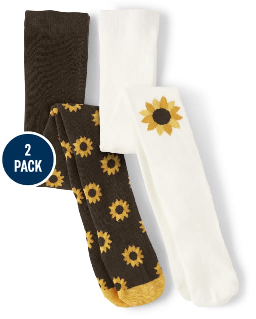 Girls Sunflower Tights 2-Pack - Autumn Harvest