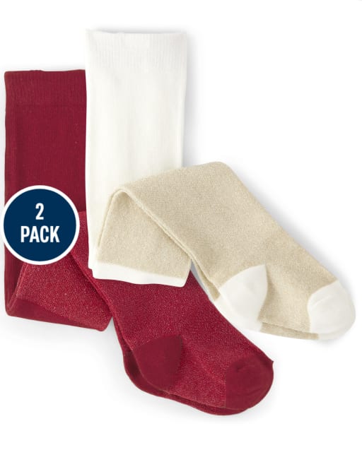 Baby Girls Metallic Tights 2-Pack - Holiday Traditions
