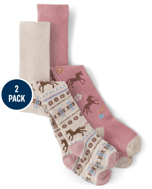 Girls Horse Tights 2-Pack - Little Rocky Mountain
