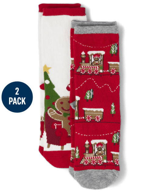 Boys Gingerbread Crew Socks 2-Pack - Gingerbread House