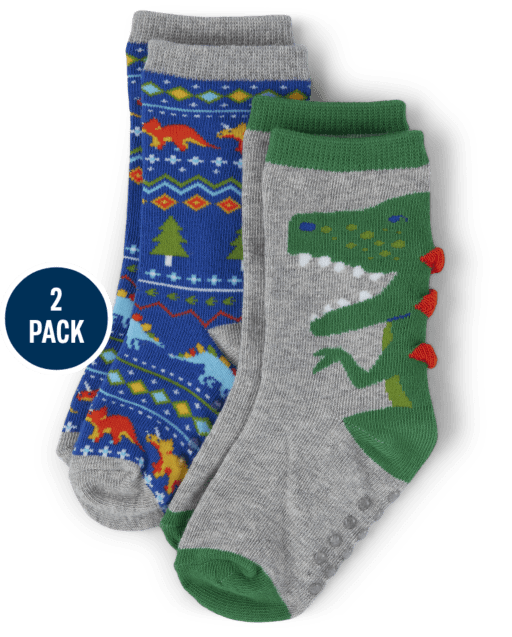 Boys Dino Crew Socks 2-Pack