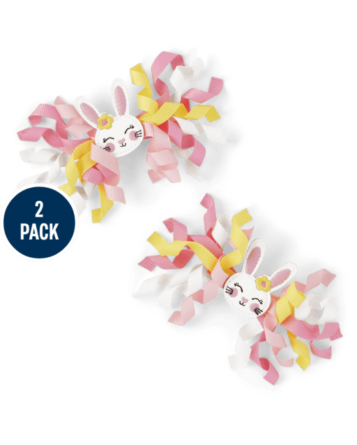 Girls Bunny Curly Hair Clips - Spring Celebrations