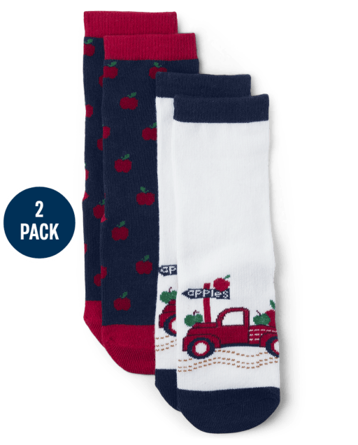 Boys Apple Crew Socks 2-Pack - Apple Orchard