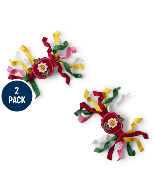 Girls Apple Curly Hair Clip 2-Pack - Apple Orchard