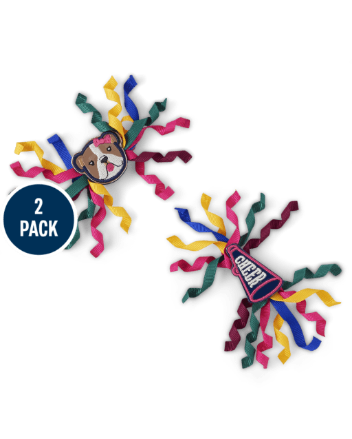 Girls Cheer & Dog Curly Hair Clip 2-Pack - Prep School