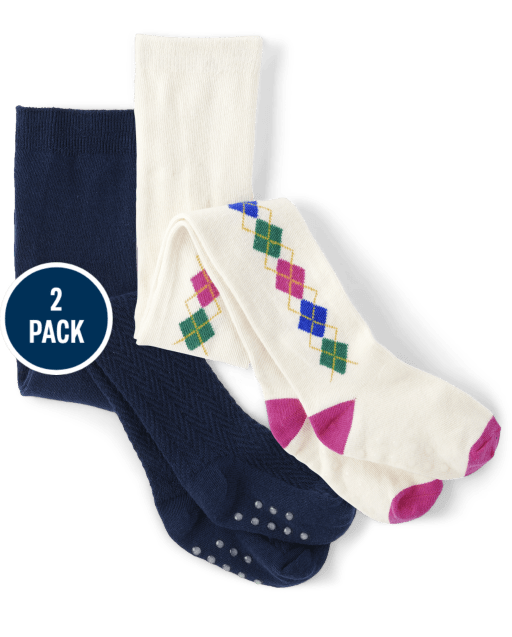 Girls Argyle Tights 2-Pack - Prep School