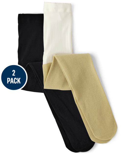 Girls Metallic Microfiber Tights 2-Pack - Winter Wonderland