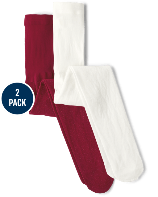 Girls Metallic Microfiber Tights 2-Pack - A Royal Christmas