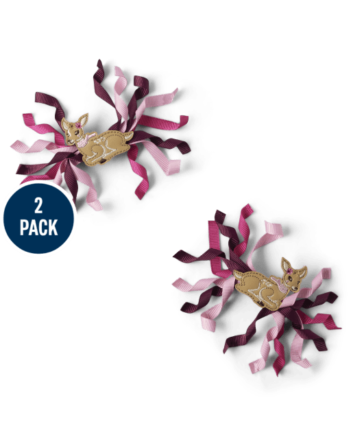 Girls Deer Curly Hair Clips 2-Pack - Enchanted Forest