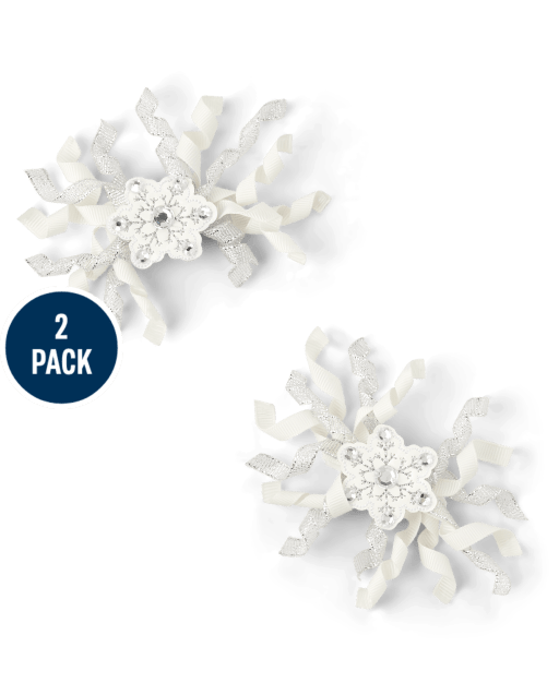 Girls Snowflake Curly Hair Clips 2-Pack - Silent Night