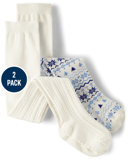 Girls Cable Knit Snowflake Tights 2-Pack - Mandy Moore for Gymboree