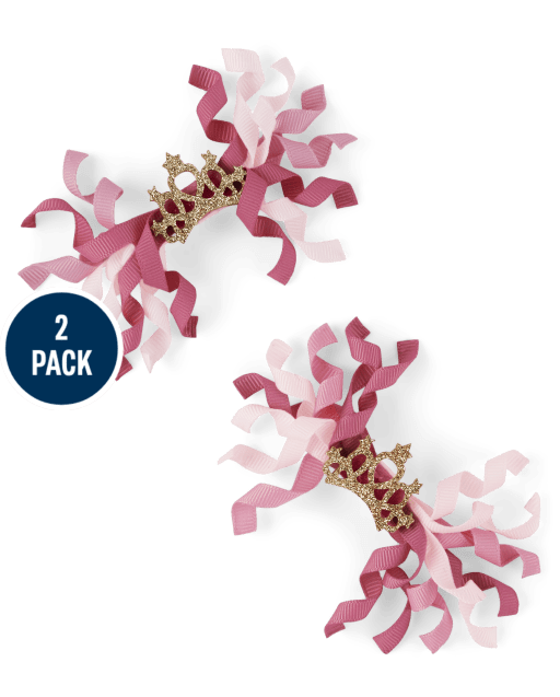 Girls Glitter Tiara Curly Hair Clip 2-Pack - Sugar Plum Fairy