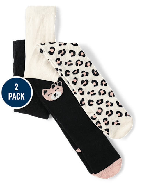 Girls Cat Tights 2-Pack - Lil' Leopard