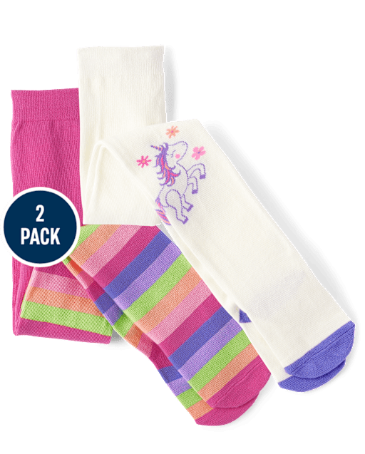 Girls Unicorn Tights 2-Pack - Dino Friends - view 1