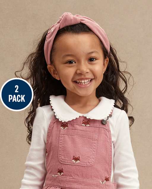 Girls Embroidered Floral 2-Piece Hair Set - Highland Hills