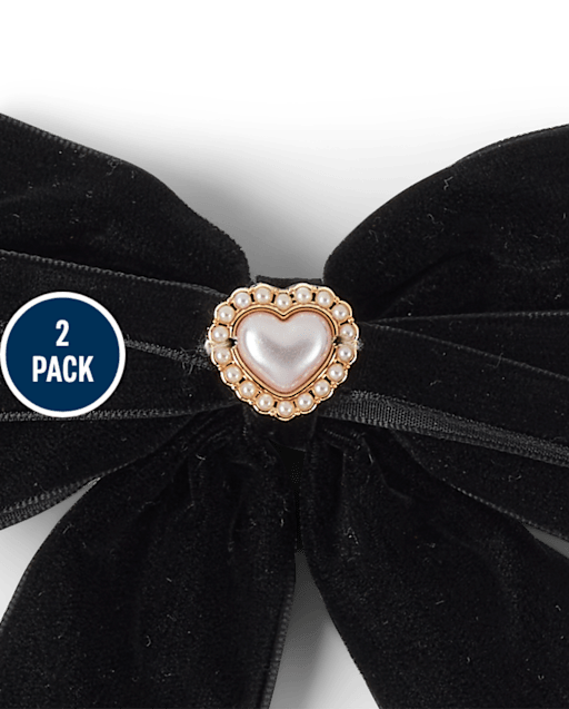 Girls Bow Heart Hair Clip 2-Pack - Royal Christmas - lbl_product_image_view_2