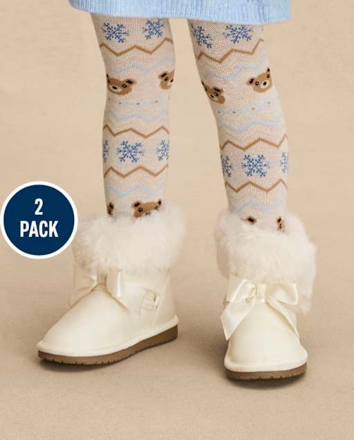 Girls Snowflake Tights 2-Pack - First Frost
