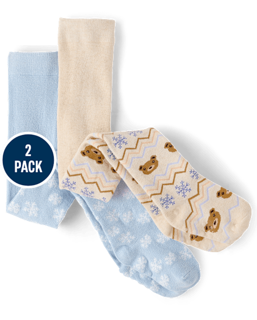 Girls Snowflake Tights 2-Pack - First Frost