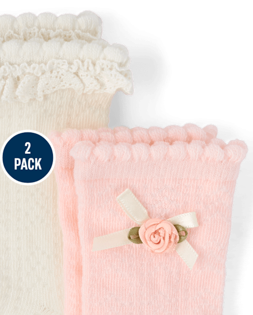 Girls Rosette Ruffle Crew Socks 2-Pack - Enchanted Garden - view 2