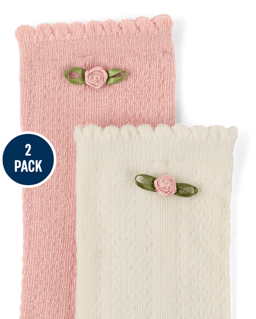 Girls Rosette Eyelet Knee Socks 2-Pack - Blue Sky Mountain - view 2