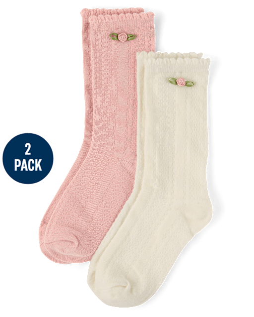Girls Rosette Eyelet Knee Socks 2-Pack - Blue Sky Mountain - lbl_product_image_view_1