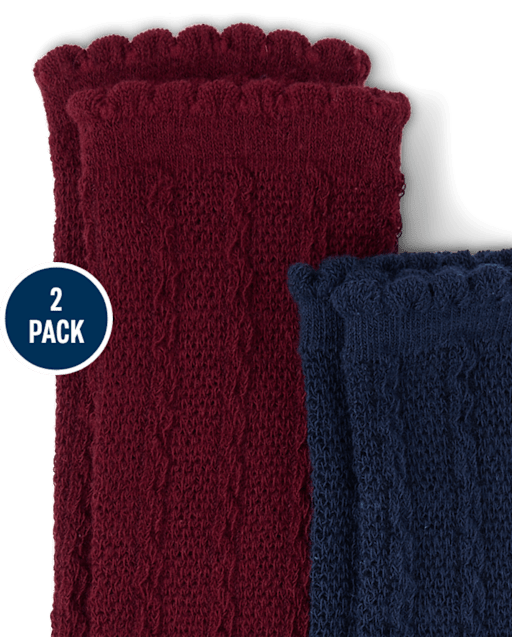 Girls Cable Knit Boot Socks 2-Pack - The Harvest Edit - view 2