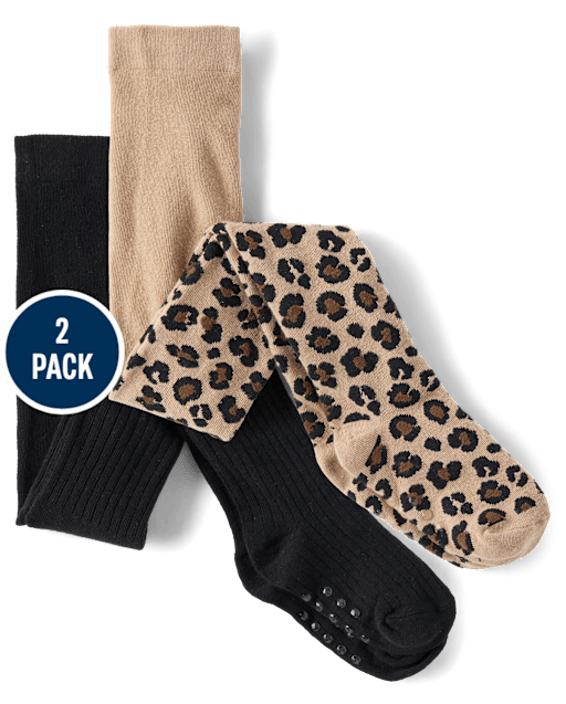 Girls Leopard Ribbed Tights 2-Pack - The Leopard Edit - lbl_product_image_view_1