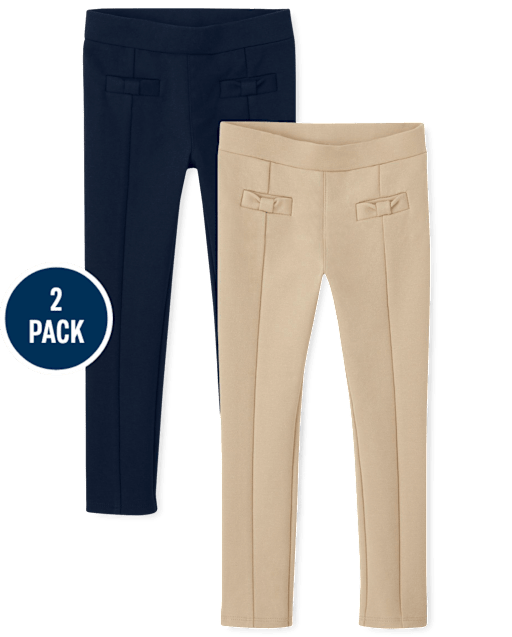 Girls Bow Ponte Jeggings 2-Pack - Uniform