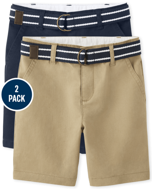 Boys Stain And Wrinkle Resistant Chino Shorts 2-Pack - Uniform