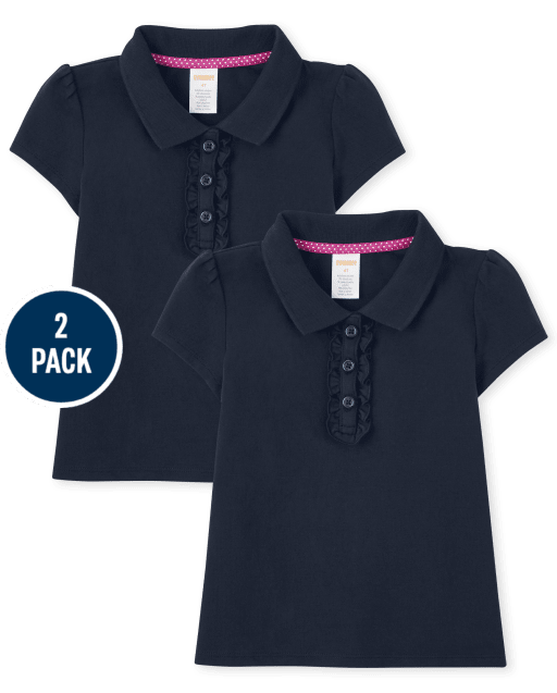 Girls Stain Resistant Ruffle Polo 2-Pack - Uniform