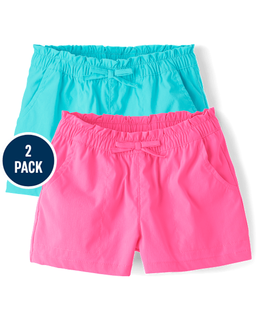 Girls Quick Dry Pull On Shorts 2-Pack - Little Essentials
