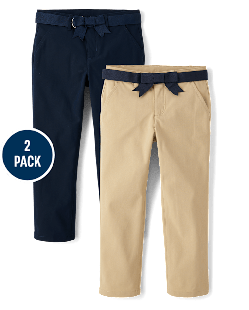 Girls Quick Dry Chino Pants 2-Pack - Uniform