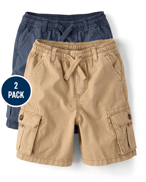 Boys Garment Dyed Ripstop Pull On Cargo Shorts 2-Pack - Driftwood Bay - view 1